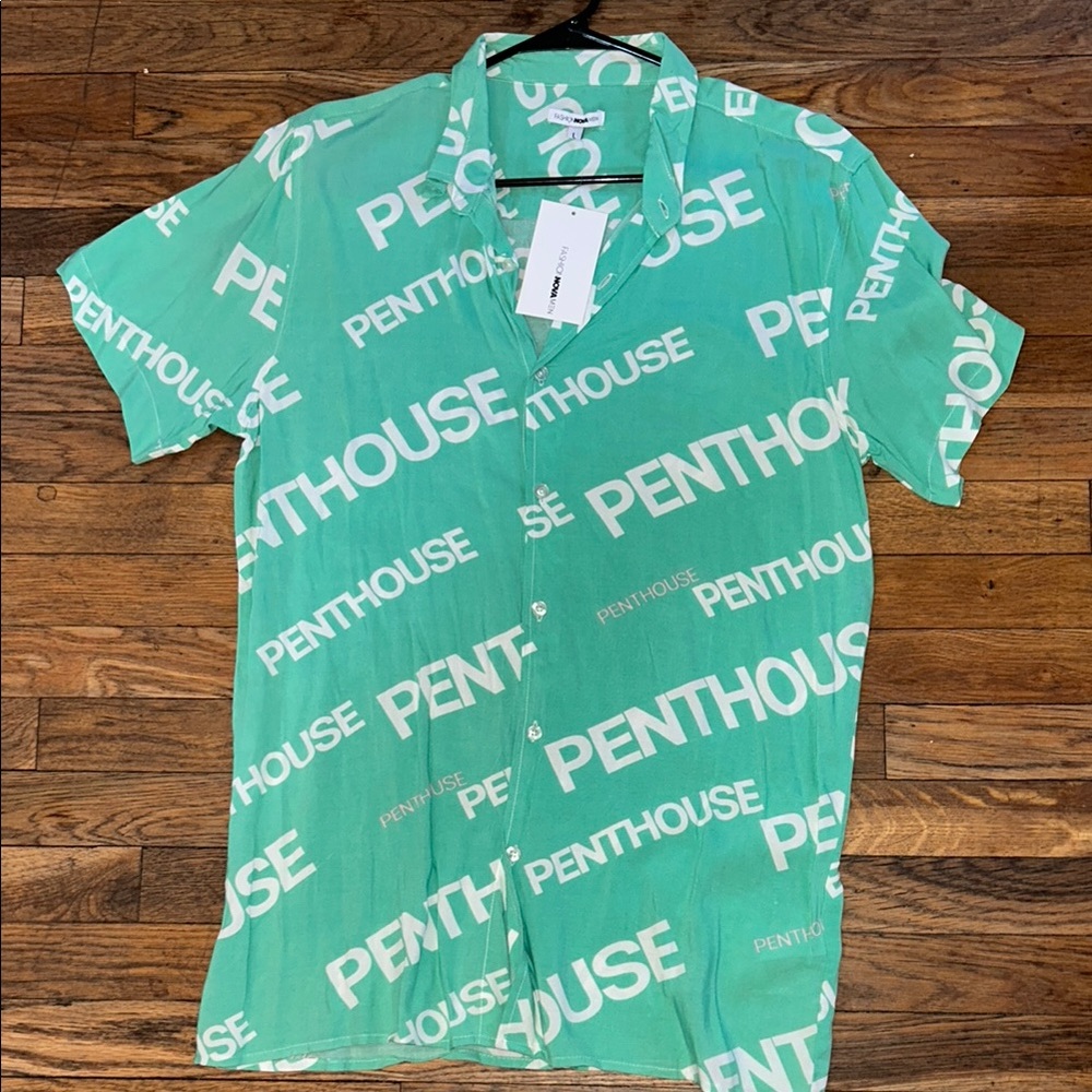 Penthouse Green Graphic Shirt